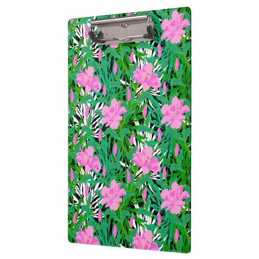 Tropisches Muster mit Dschungel-Blumen Klemmbrett (Links)