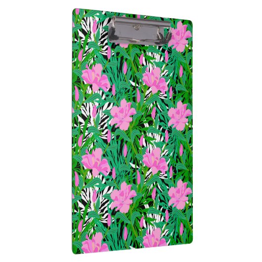 Tropisches Muster mit Dschungel-Blumen Klemmbrett (Rechts)