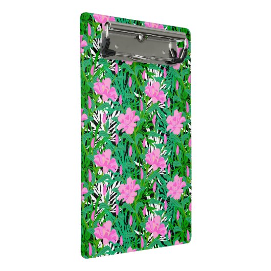 Tropisches Muster mit Dschungel-Blumen Mini Klemmbrett (Schrägansicht)