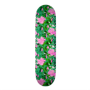 Tropisches Muster mit Dschungel-Blumen Skateboard