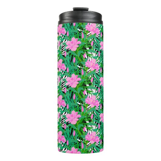 Tropisches Muster mit Dschungel-Blumen Thermosbecher (Vorderseite)