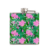 Tropisches Muster mit Dschungelbäumen-Blume Flachmann (Rückseite)