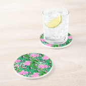 Tropisches Muster mit Dschungelbäumen-Blume Sandstein Untersetzer (Seite)