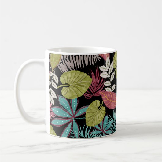 Tropisches Muster mit dunklem Hintergrund und Lee Kaffeetasse (Links)