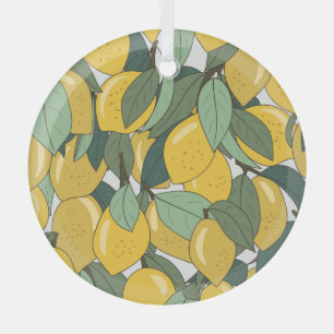 Tropisches Muster mit gelben Zitronen. Ornament Aus Glas