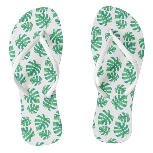 Tropisches Muster mit Monstera-Blätter Badesandalen (Fußbett)