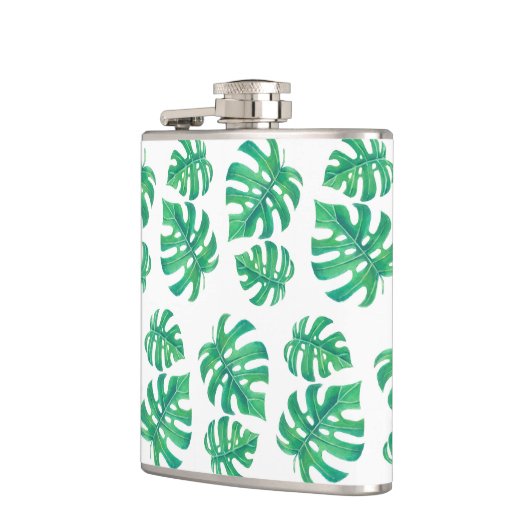 Tropisches Muster mit Monstera-Blätter Flachmann (Links)