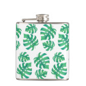 Tropisches Muster mit Monstera-Blätter Flachmann (Vorderseite)