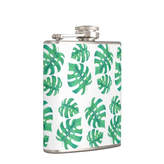 Tropisches Muster mit Monstera-Blätter Flachmann (Rechts)