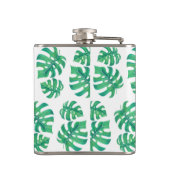 Tropisches Muster mit Monstera-Blätter Flachmann (Rückseite)