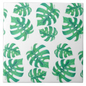 Tropisches Muster mit Monstera-Blätter Fliese (Vorderseite)