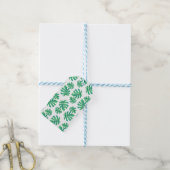 Tropisches Muster mit Monstera-Blätter Geschenkanhänger (Mit Garn)