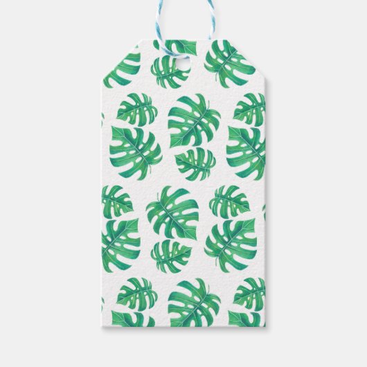 Tropisches Muster mit Monstera-Blätter Geschenkanhänger (Vorderseite)