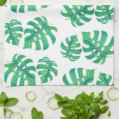 Tropisches Muster mit Monstera-Blätter Geschirrtuch (Gefaltet)
