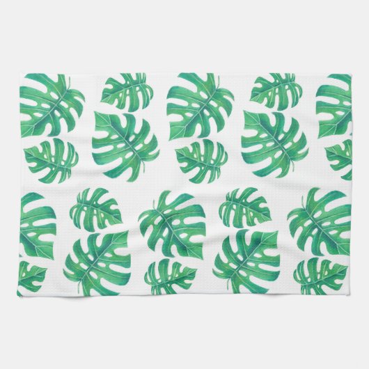 Tropisches Muster mit Monstera-Blätter Geschirrtuch (Horizontal)