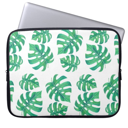 Tropisches Muster mit Monstera-Blätter Laptopschutzhülle (Vorderseite)