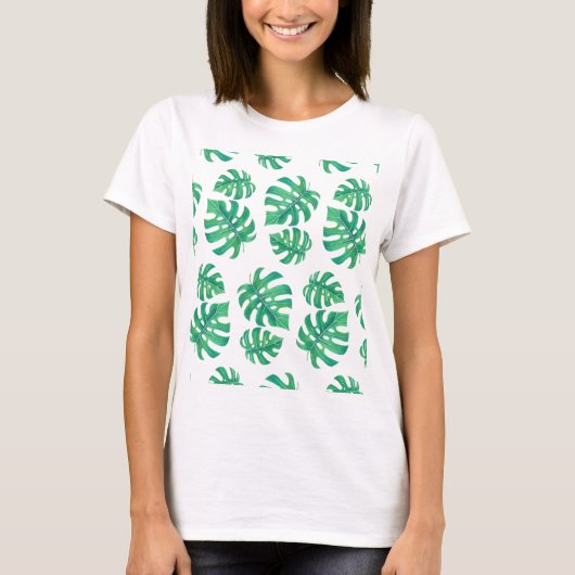 Tropisches Muster mit Monstera-Blätter T-Shirt (Vorderseite)
