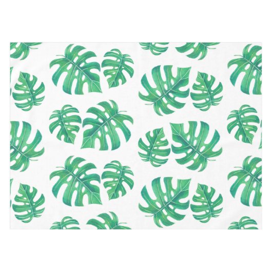 Tropisches Muster mit Monstera-Blätter Tischdecke (Vorderseite (Horizontal))