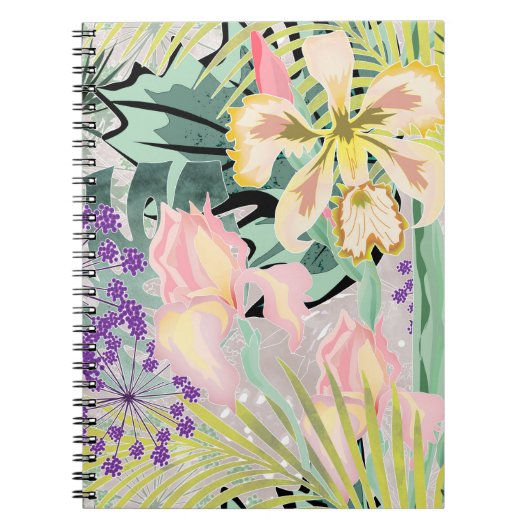 Tropisches Muster mit Orchideen. Notizblock (Vorderseite)