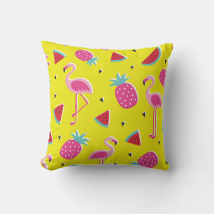 tropisches Muster mit rosa Ananas, Flamingos, w Kissen