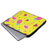 tropisches Muster mit rosa Ananas, Flamingos, w Laptopschutzhülle (Vorne Knopf)