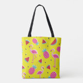 tropisches Muster mit rosa Ananas, Flamingos, w Tasche (Rückseite)