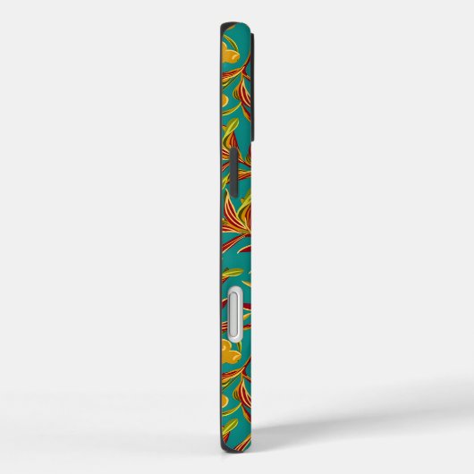 Tropisches Muster mit roten und gelben Blättern Case-Mate iPhone Hülle (Rückseite / Rechts)