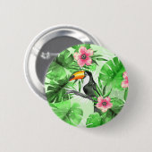 Tropisches Muster mit Toucan Button (Vorne & Hinten)