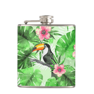 Tropisches Muster mit Toucan Flachmann