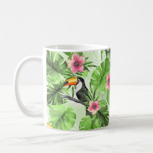 Tropisches Muster mit Toucan Kaffeetasse (Links)