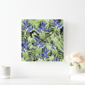 tropisches Muster Quadratische Wanduhr (Zuhause)