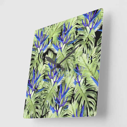 tropisches Muster Quadratische Wanduhr (Winkel)