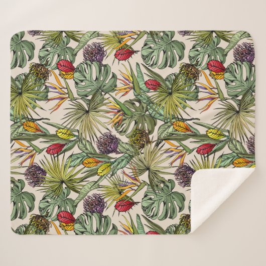Tropisches Muster Sherpadecke (Vorderseite (Horizontal))