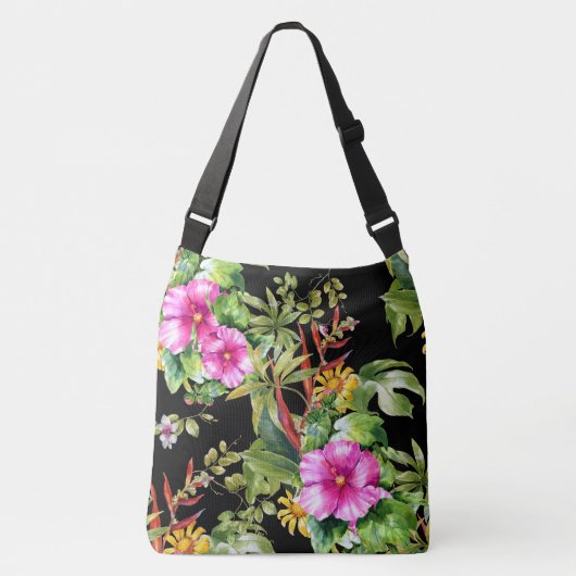 Tropisches Muster Tragetaschen Mit Langen Trägern (Vorderseite)