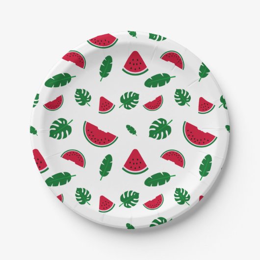 tropisches Muster, Wassermelonmuster, tropischer O Pappteller (Vorderseite)