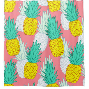 Tropisches nahtloses Muster mit exotischen Ananas. Duschvorhang