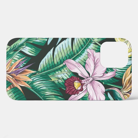 Tropisches nahtloses Muster mit exotischen Blumen Case-Mate iPhone Hülle (Rückseite (Horizontal))