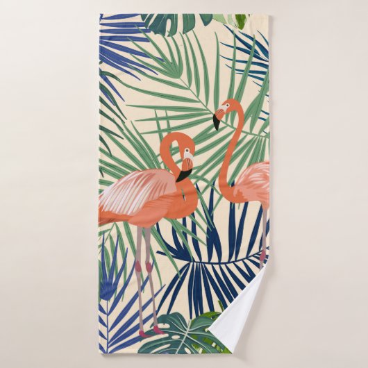 Tropisches nahtloses Muster mit Flamingo. Botany d Badehandtuch (Badehandtuch)