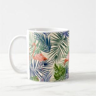 Tropisches nahtloses Muster mit Flamingo. Botany d Kaffeetasse