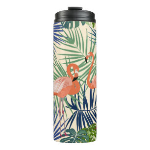 Tropisches nahtloses Muster mit Flamingo. Botany d Thermosbecher