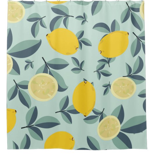 Tropisches nahtloses Muster mit gelben Zitronen Duschvorhang (Vorderseite)