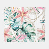 Tropisches nahtloses Muster mit Orchideen-Blätter Fleecedecke (Vorderseite (Horizontal))