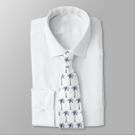 Tropisches Navy Blau Palme Baum Muster Krawatte