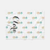 tropisches neues Sommer-Imitatgoldananasmuster Fleecedecke (Vorderseite (Horizontal))