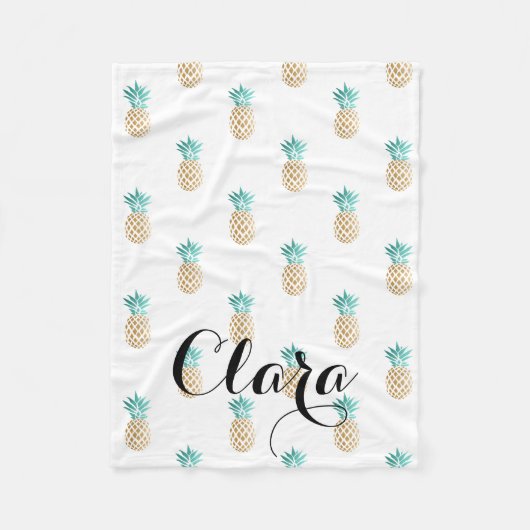 tropisches neues Sommer-Imitatgoldananasmuster Fleecedecke (Vorderseite)