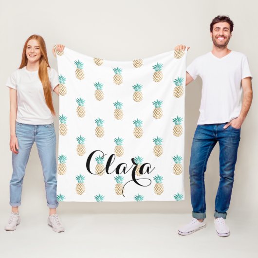 tropisches neues Sommer-Imitatgoldananasmuster Fleecedecke (Beispiel)