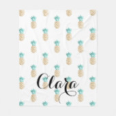 tropisches neues Sommer-Imitatgoldananasmuster Fleecedecke (Vorderseite)