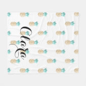 tropisches neues Sommer-Imitatgoldananasmuster Fleecedecke (Vorderseite (Horizontal))