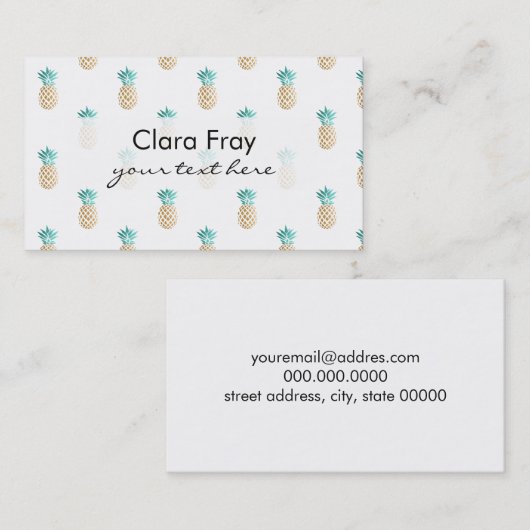 tropisches neues Sommer-Imitatgoldananasmuster Visitenkarte (Vorne/Hinten)
