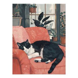 Tropisches Nickerchen: Gemütliche Katze im Dschung Fotodruck